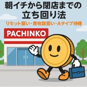 朝イチから閉店までの立ち回り法｜朝イチ・朝2・中盤の狙い方とAタイプ待機法