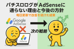 パチスロブログがAdSenseに通らない理由と今後の方針｜毎日更新で改善を続けた結果