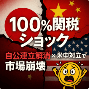 自公連立解消 × 関税100%ショック｜ドル円急落・ゴールド最高値・日経先物-3000円の現実